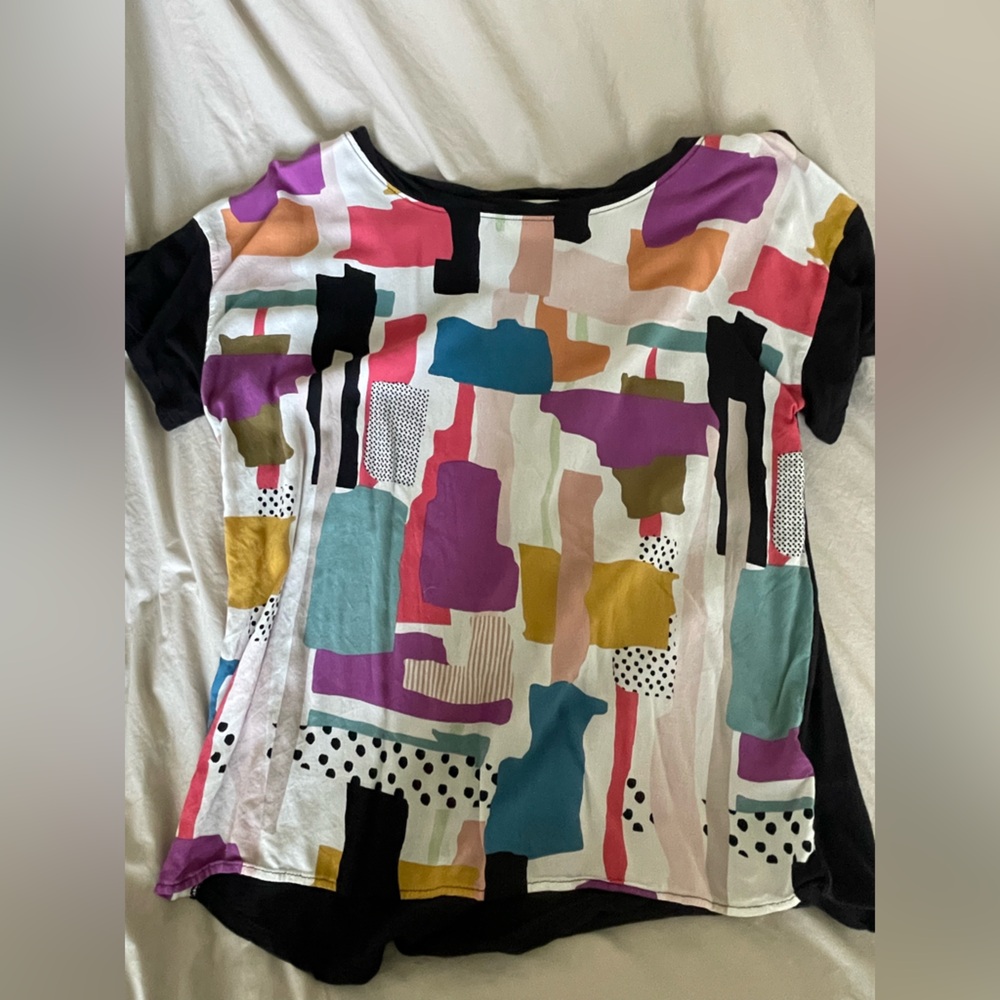 Anthropologie Multicolor Abstract Top